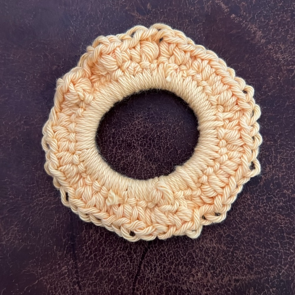Hand Crocheted Yellow Textured Hair Scrunchie Accessory - Picture 2 of 2